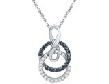 1/5 Carat (ctw J-K, I2-I3) Black and White Diamond Circle Pendant Necklace in 10K White Gold with Chain